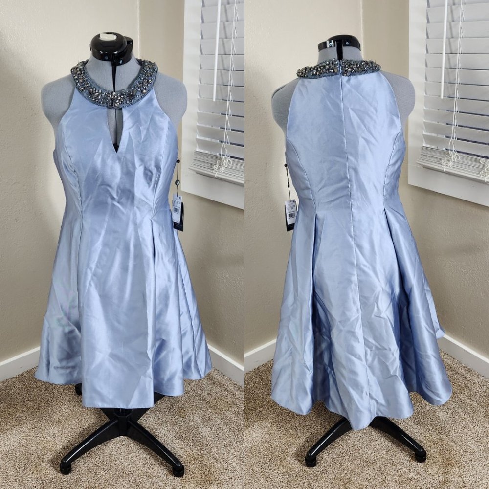 Adrianna Papell Beaded Mikado Fit and Flare Dress Size 10 NWT